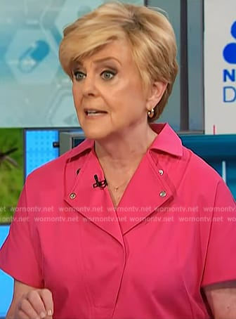 Anne Thompson's pink lapel mini dress on NBC News Daily