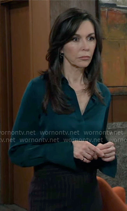 Anna's dark green button down blouse on General Hospital