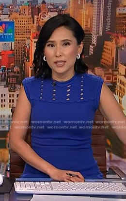 Vicky's blue laser cut dress on NBC News Daily