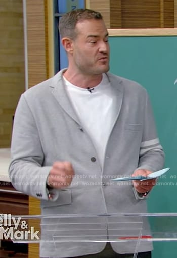 Brian Grey's gray stripe sleeve jacket on Live with Kelly and Mark