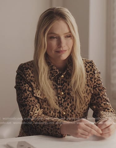 Camille's leopard print jacket on Emily in Paris