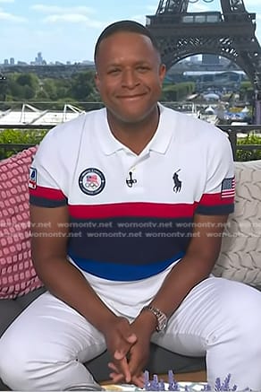 Craig Melvin's white colorblock polo shirt on Today
