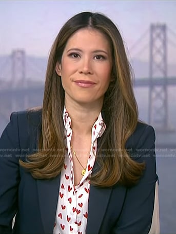Deirdre's white heart print blouse on NBC News Daily
