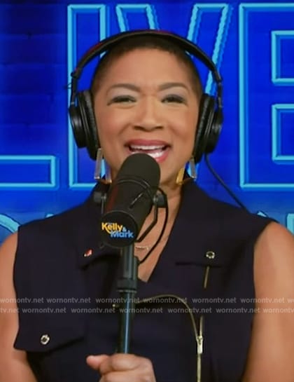 Deja Vu's navy zip front dress on Live with Kelly and Mark