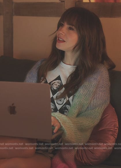 Emily's ombre long cardigan on Emily in Paris