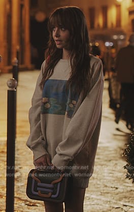Emily's lily print sweatshirt on Emily in Paris