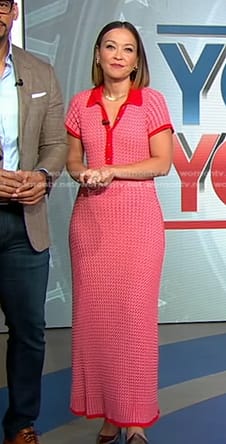Eva's red knit polo dress on Good Morning America