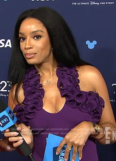 Francesca Amiker's purple ruffle dress on E! News