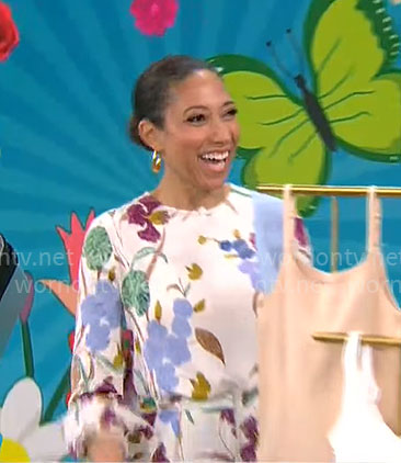 Gabrielle Kerr's floral blouse and pants set on CBS Mornings