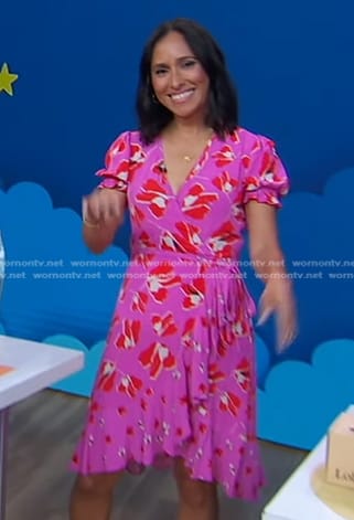 Grace Bastidas's pink floral wrap dress on Good Morning America