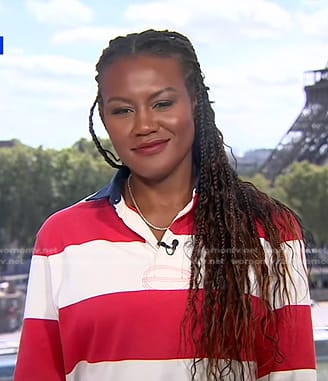 Janai's red striped rugby shirt on Good Morning America