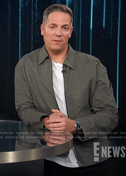 Jason's khaki zip jacket on E! News
