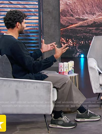 Jay Shetty's green sneakers on Access Hollywood