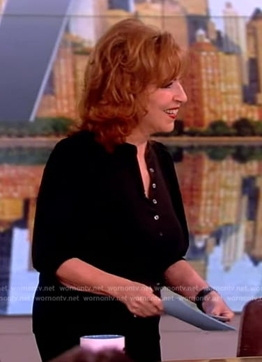 Joy's black puff sleeve blouse on The View