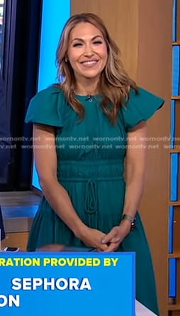 Lori's green smocked tie waist dress on Good Morning America