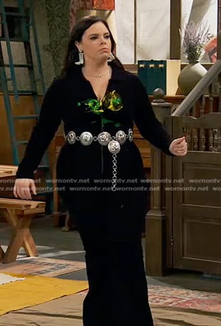 Lou's black corduroy jumpsuit on Bunkd