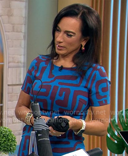 Michelle Miller's blue printed dress on CBS Mornings