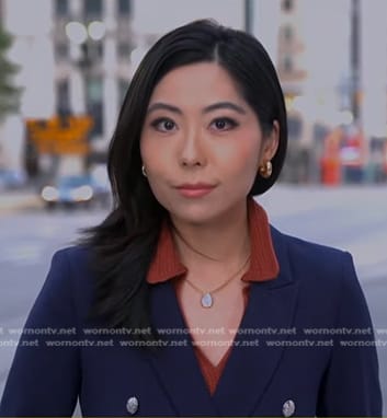Selina Wang's navy double breasted blazer on Good Morning America