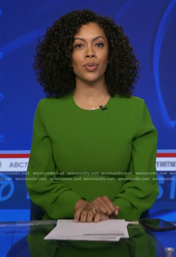 Shirleen's green ruched sleeve dress on Good Morning America