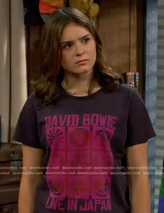 Winnie's grey David Bowie print tee on Bunkd