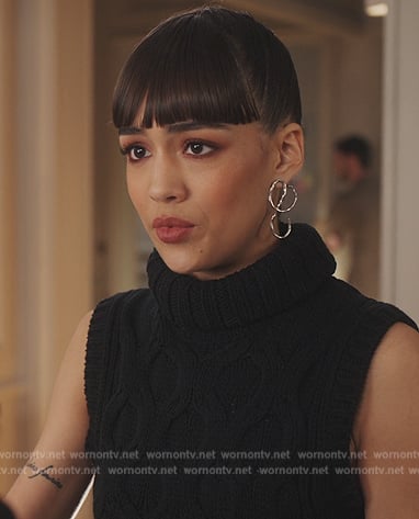 Genevieve's silver earrings on Emily in Paris