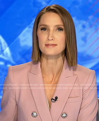 Kayna Whitworth's pink double breasted blazer on Good Morning America