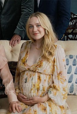Abby's yellow floral maxi dress on The Perfect Couple