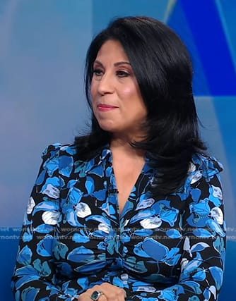 Alexis Christoforous's blue floral dress on Good Morning America