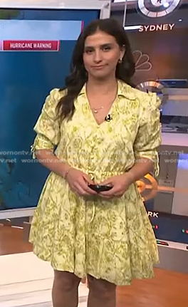 Angie Lassman's yellow floral mini dress on NBC News Daily