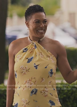 Aunty Vy's yellow floral print halter top on Bel-Air