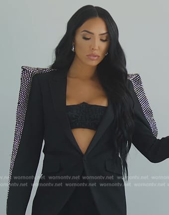 Bre's black embellished blazer on Selling Sunset