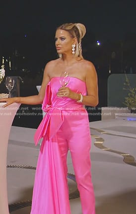 Caroline's pink strapless jumpsuit on The Real Housewives of Dubai