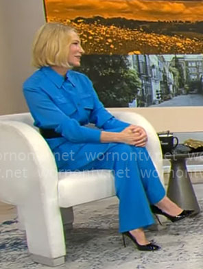 Cate Blanchett's blue shirt and pants set on CBS Mornings