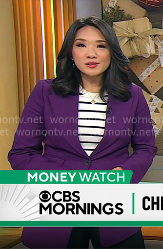 Nancy Chen's purple blazer on CBS Mornings