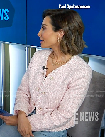 Courtney Lopez's pink tweed jacket on E! News