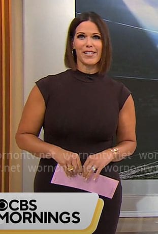 Dana Jacobson's brown mock-neck dress on CBS Mornings