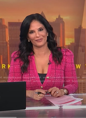 Darlene's pink plaid cardigan on Today