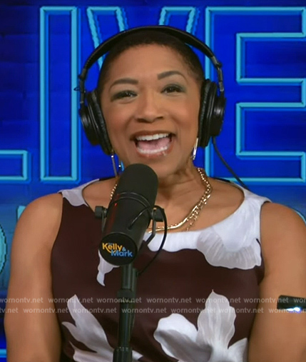 Deja Vu's floral print sleeveless dress on Live with Kelly and Mark