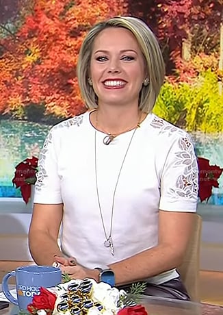 Dylan's white lace short sleeve sweater on Today