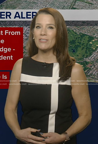 Heather's black colorblock sleeveless dress on Good Morning America