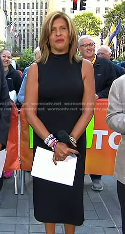 Hoda's black sleeveless mock neck dress on Today