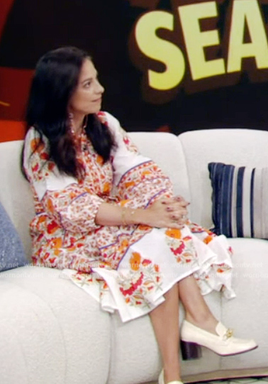 Jacqui Gifford's orange floral print dress on Live with Kelly and Mark
