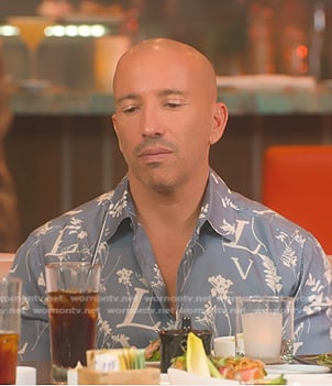 Jason's blue floral print shirt on Selling Sunset