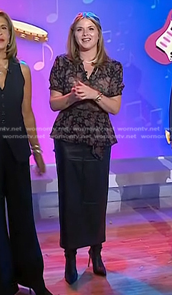 Jenna's black floral top and leather skirt on Today