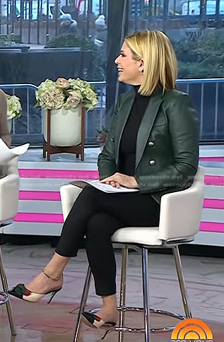 Jill's colorblock bow mules on Today