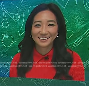 Kathy Park's red polo knit sweater on Today