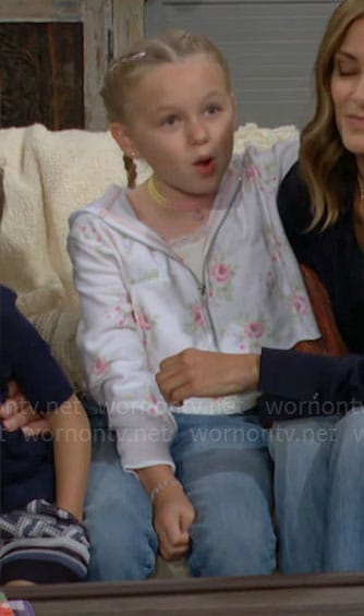 Kelly's rose print hoodie on The Bold and the Beautiful
