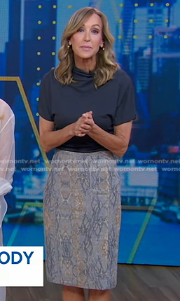 Lara's grey snake print pencil skirt on Good Morning America