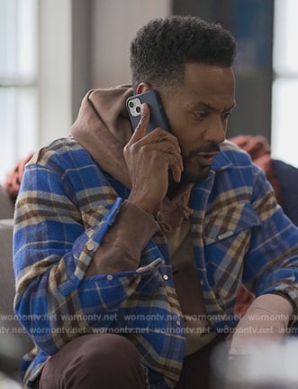 Lewis's blue plaid flannel shirt on Reasonable Doubt