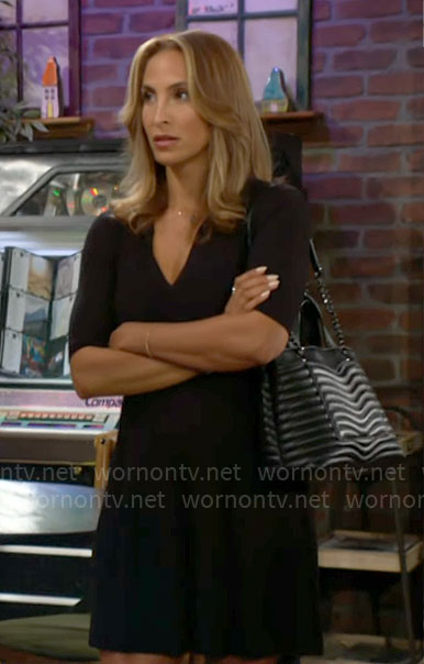 Lily's black rib knit short sleeve dress on The Young and the Restless